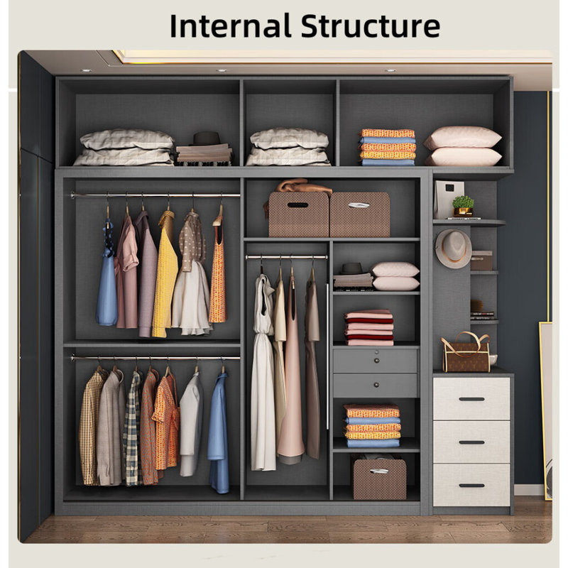 Garde-robe simple et moderne à blocs de couleurs, H 98 po x l 63 po x P 26 po