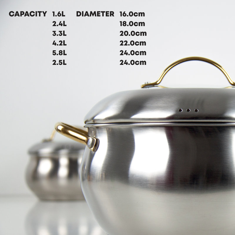 SQ Professional Lustro Apple 12 - Piece Stainless Steel (18/10) Cookware Set, Gold