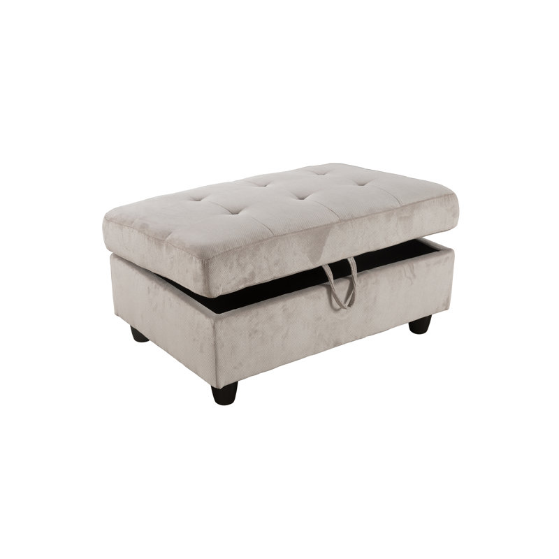Carleah 3 - Piece L-Shaped Upholstered Sectional with Ottoman, Gray Corduroy, Left Hand Facing