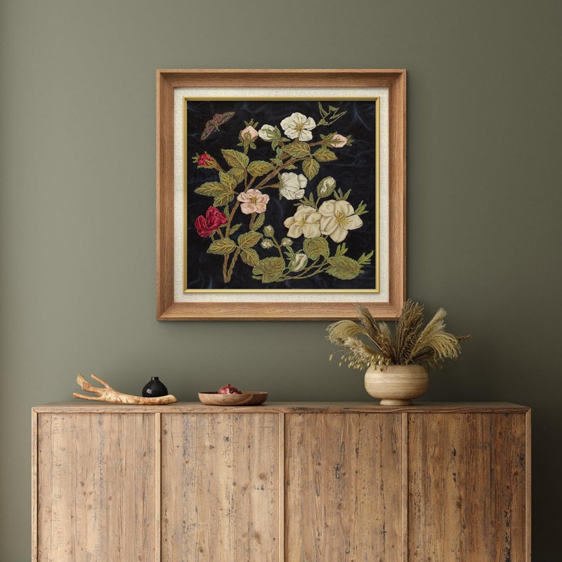 Vibrant Wildflower Wildflower Bouquet, reproduction d'art encadrée, Encadré naturel