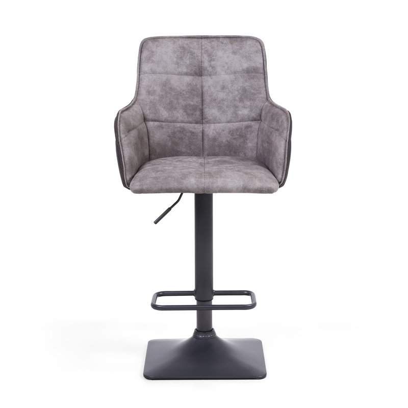 Anton Swivel Yes Upholstered Yes Bar Stool, Light Grey