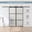 Porte de grange double coulissante en métal et en verre avec quincaillerie d'installation (fermeture en douceur incluse)-100489300-98303723
