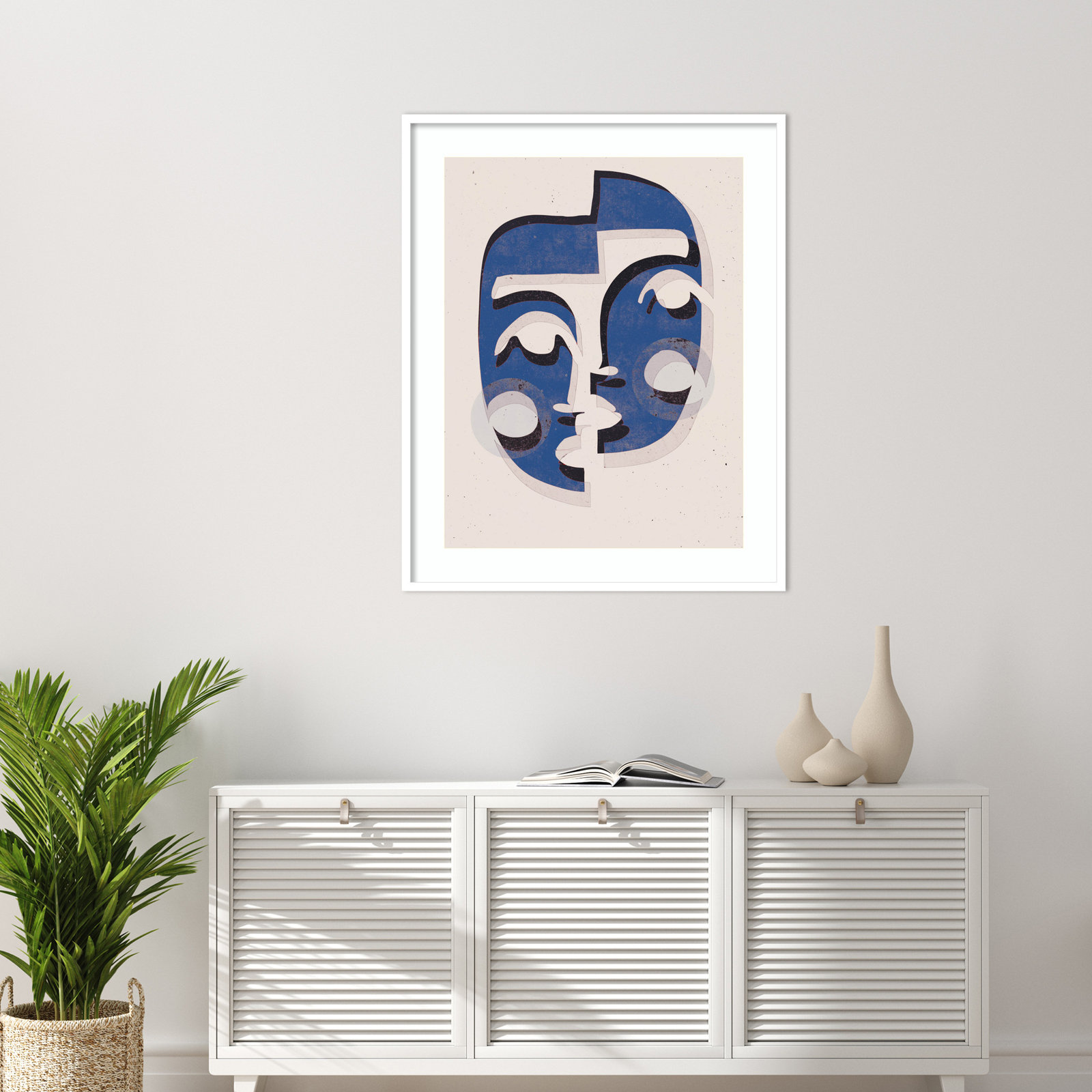 Galya "The Blue Mask" Print by Treechild, White, 41" H x 33" W