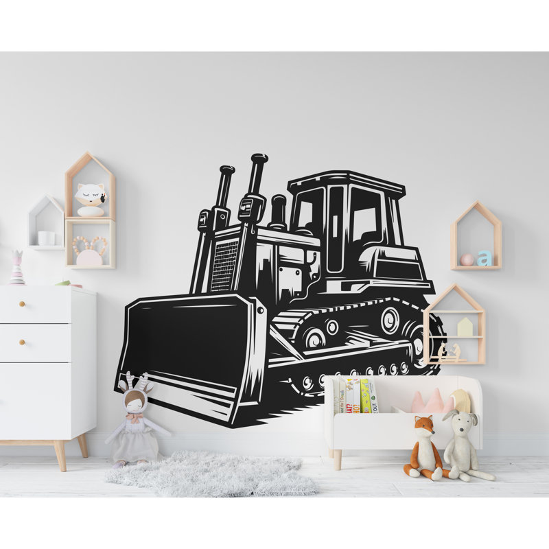 Autocollant de construction de bulldozer, construction de camion de bulldozer, autocollant pour enfants, nom personnalisé, nom de chambre de bébé, vinyle adhésif, décor 878 DRS