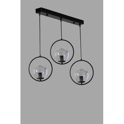 Lustre industriel scandinave 100% métal, 21,7 po x 11,8 po | Hauteur réglable, douille E27 (40 W maximum) | Peinture séchée au four et revêtement dégringolé, finition noire élégante | Parfait pour les salles à manger et les espaces de vie modernes