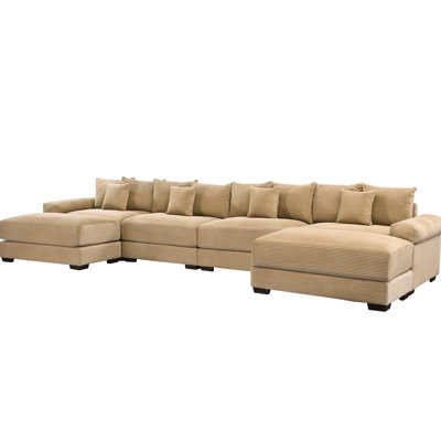 Canapé modulaire surdimensionné en U de 170 po, velours côtelé, assise profonde, confortable, coussins hauts, pour le salon