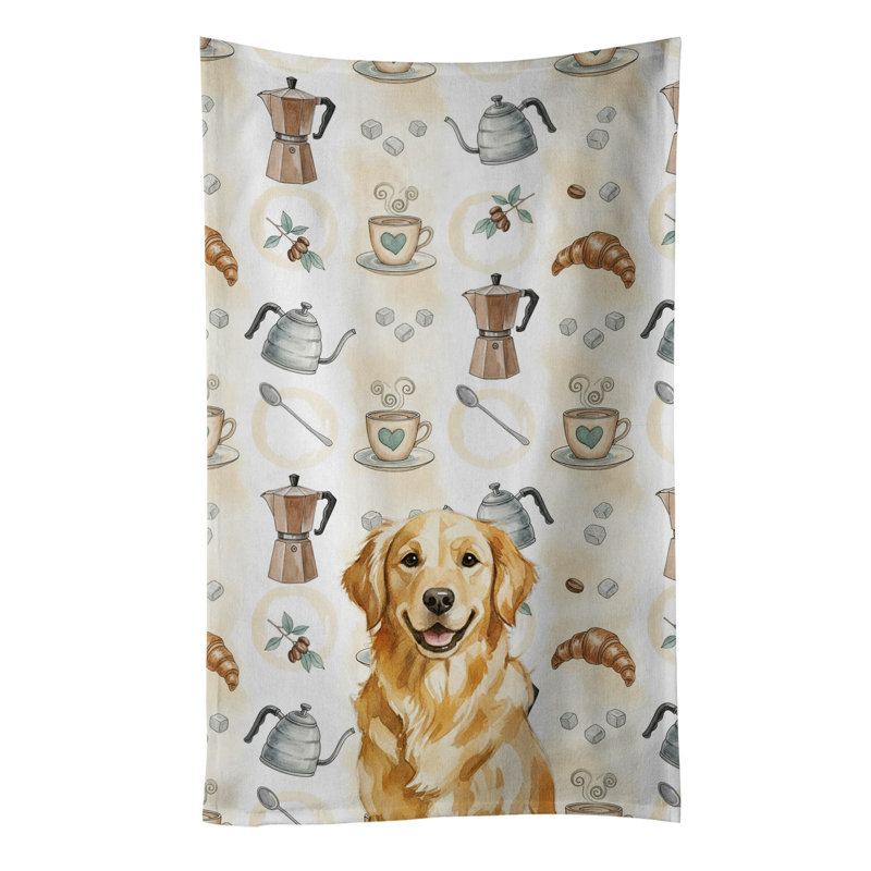 Golden Retriever Coffee Bar Kitchen Towel, Golden Retriever