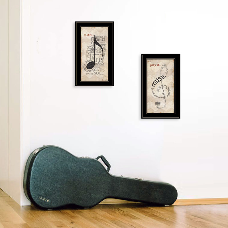«Music», ensemble de 2 pièces encadrées par Marla Rae, Noir