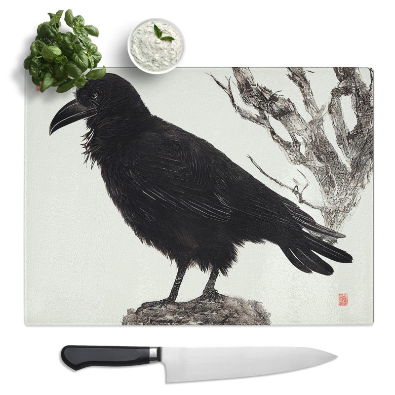 Amazing Raven Bird  Glass Chopping Board