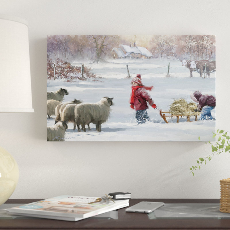 « alimentation ovine », reproduction sur toile tendue, H 12 po x l 19 po x P 2 po