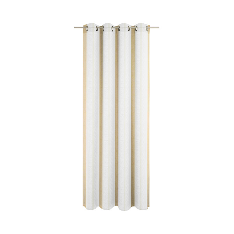 Taliesin Semi Sheer Curtain Single Panel, 600 W x 245 D cm, Gold/White