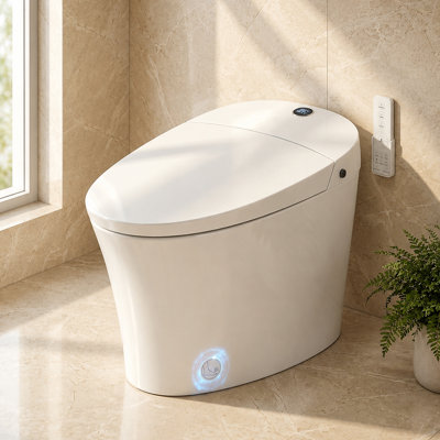 Toilette Smart Bidet intégrée avec réservoir en mousse propre anti-éclaboussures, bidet de toilette allongé à double chasse, couvercle à ouverture / fermeture automatique, hauteur confort ADA, toilette à une pièce