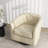 Applewold Upholstered Cream Faux Leather Swivel Barrel Chair with Solid Wood Base-1492187568