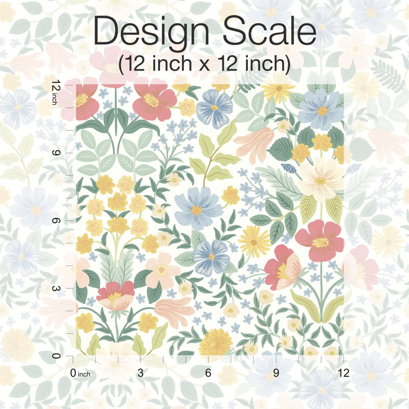 Bramble Garden 20" L x 27" W Peel and Stick Wallpaper Roll, Pastel Multi