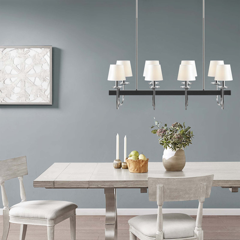 Lustre traditionnel 8 lumières avec abat-jour tambour