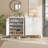 29.52 Inches White & Gold Shoe Cabinet With Doors, 5 Tiers Shoe Storage Organizer-747959795