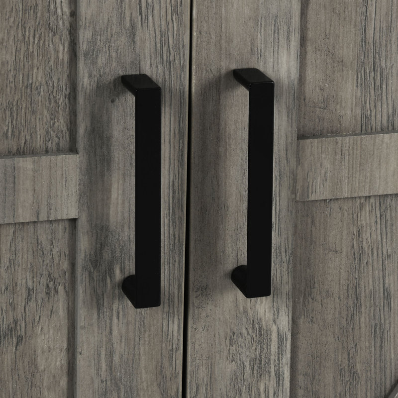 Meuble télé pour téléviseur de 65 po ou moins avec 2 portes de grange coulissantes Craighead, Bois gris