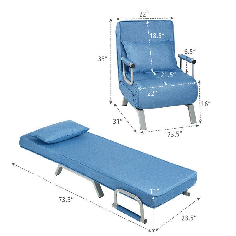 Chaise longue inclinable à deux accoudoirs Lippi, Bleu