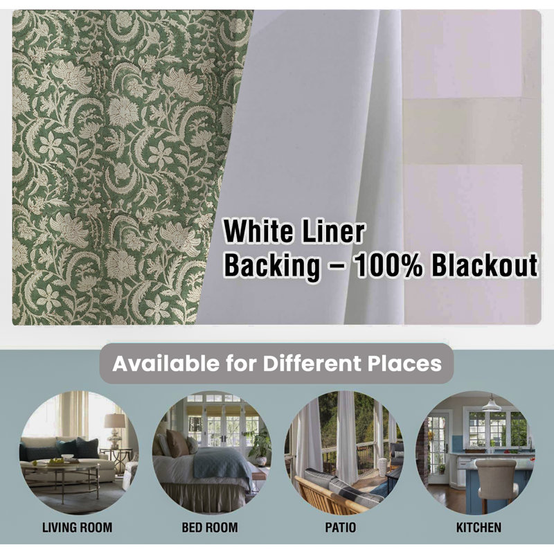 Rideau en lin vert imprimé de blocs de couleur élégance intemporelle pour votre maison Kundanvan, , L 54 po x L 84 po