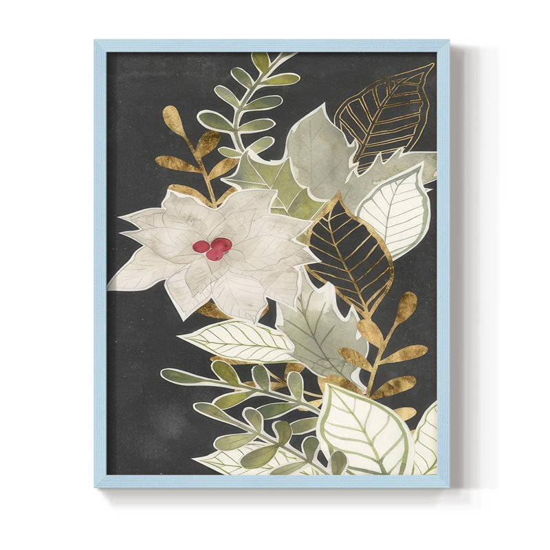 Gilded Christmas Collection B, reproduction encadrée - bois massif, H 21 po x l 17 po, Bleu