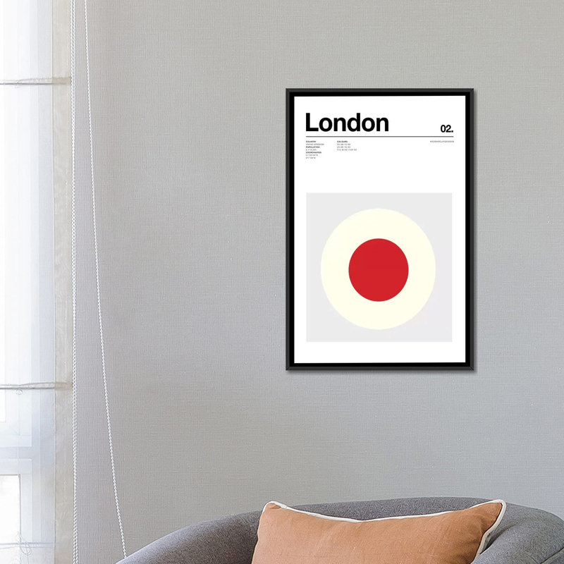 « london », impression sur toile, H 26 po x l 18 po x P 1,5 po, Toile avec cadre noir, Pas de tapis