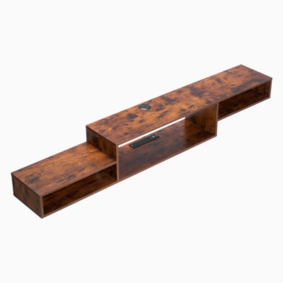 Wall Mount Floating Media Storage Shelf with Built-In Power Outlet and Cable Cutouts, Hanging TV Cabinet for Game Consoles, Cable Boxes and Media Accessories