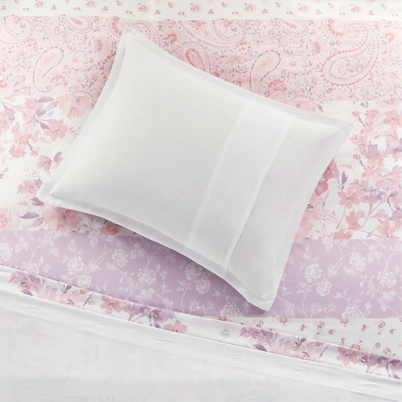 Ensemble de housse de couette à motif cachemire floral 2 pièces simple / simple TG avec traitement antimicrobien pour plus de confort et d'hygiène
