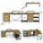 L-Shaped Desk With Power Outlets & USB-C, Industrial Computer Desk With 6 Fabric Drawers