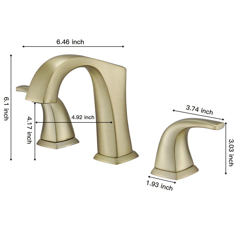 8 In. Widespread Double Handle  Bathroom Faucet, Brushed Gold