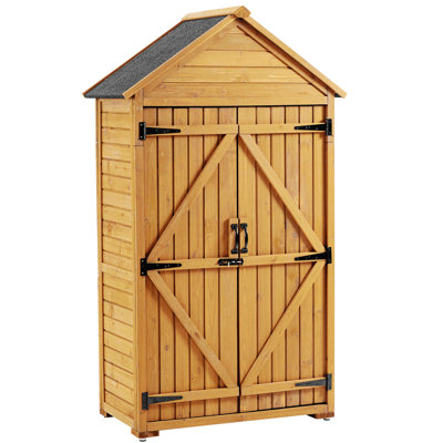 Remise de rangement, armoire de rangement extérieure, remise à outils de jardin en bois, garde-robe extérieure en bois avec tablettes et loquet pour cour 39,56 po x 22,04 po x 68,89 po