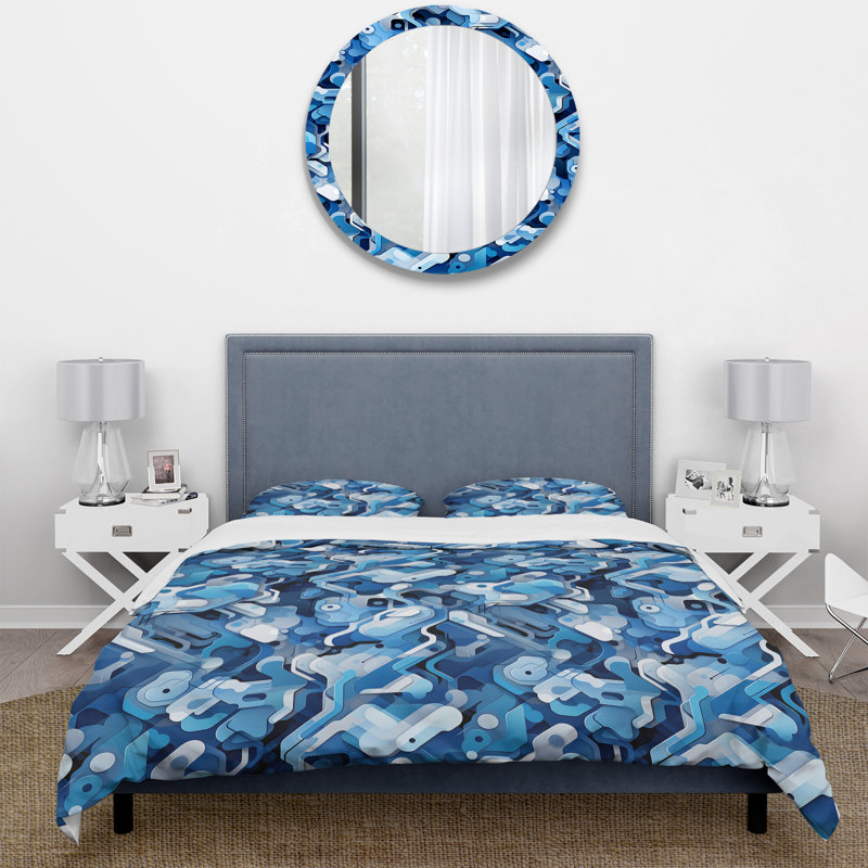Ensemble de housse de couette Blue Futuristic Stealth, Housse de couette pour très grand lit et 2 très