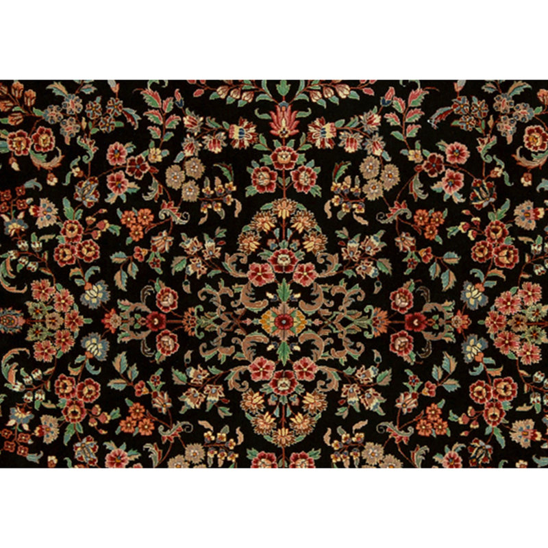 Hand Knotted Wool Area Rug in Black And Red