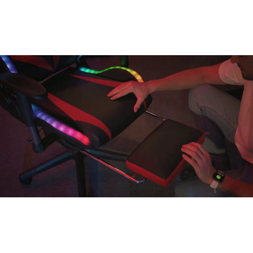 Hoffree Gaming Chair with Bluetooth Speakers and LED Lights