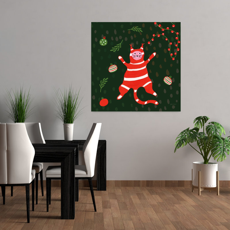 Art contemporain noir avec des animaux, H 36 po x l 36 po