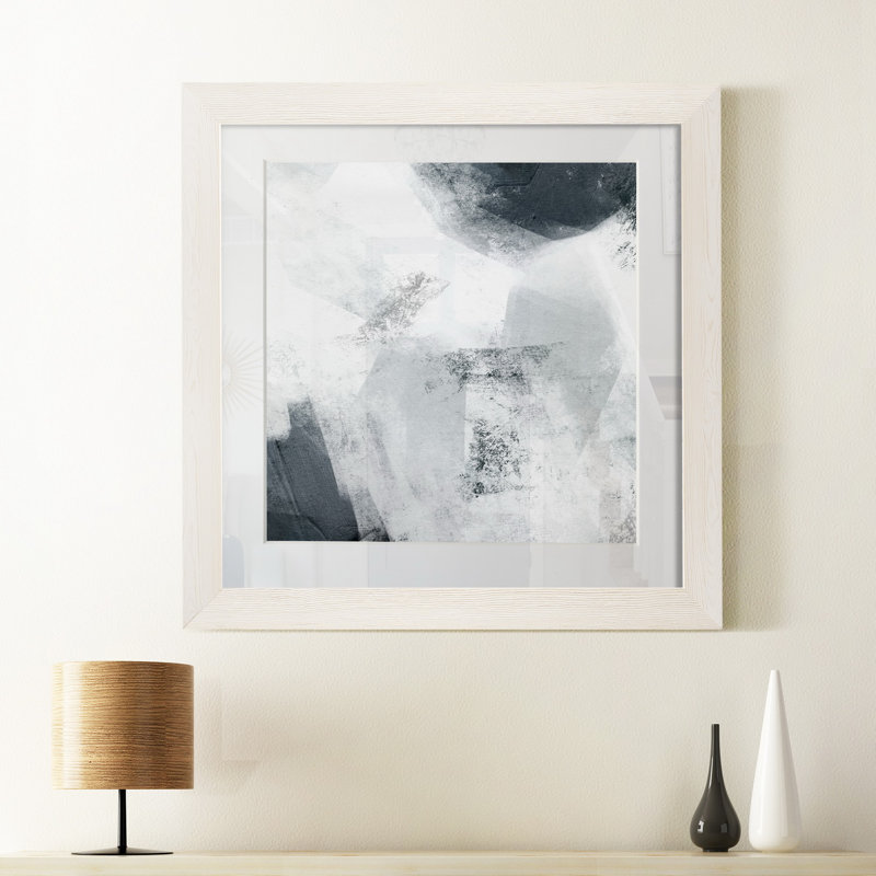 « Mire II », peinture sur papier encadrée, H 17 po x l 17 po x P 1,5 po, Cadre blanc