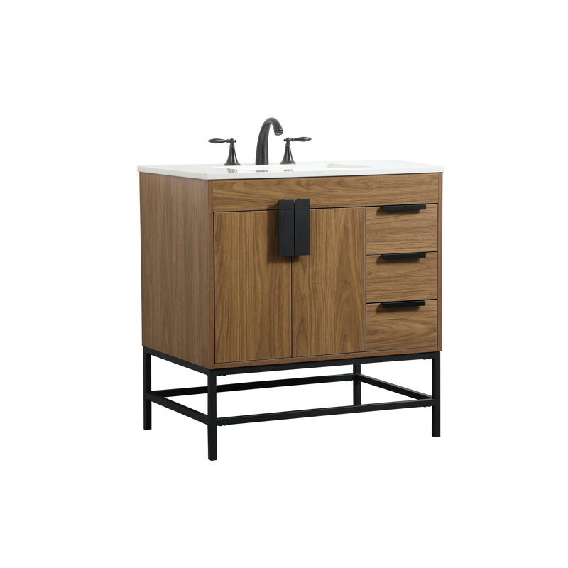 Ensemble de meuble-lavabo simple 32 po Eugene, Noyer brun