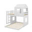 Lit superposé simple en bois sur lit double, lit mezzanine avec maisonnette, maison de campagne, échelle et garde-corps-1087595178