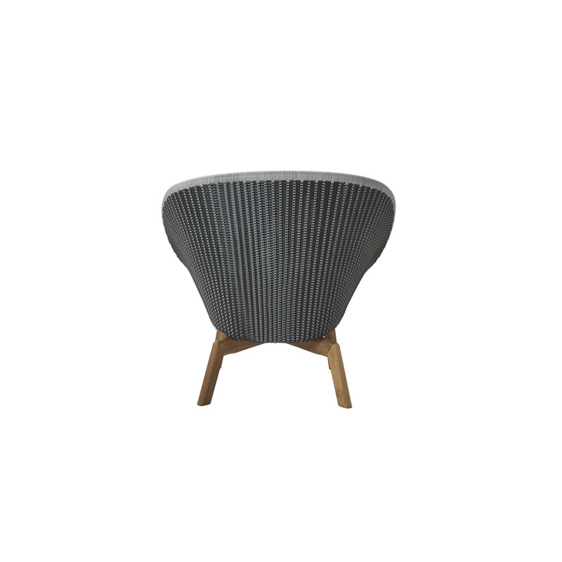 Peacock Teak Patio Papasan Chair with Cushions, Light Gray/Dark Blue