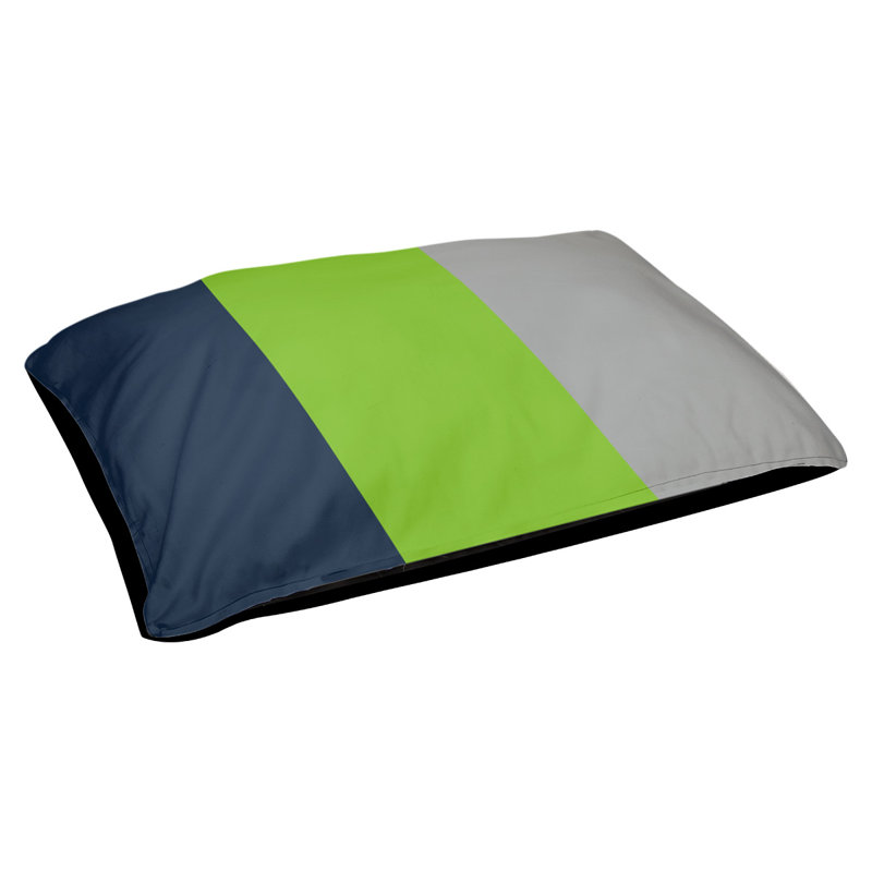 Oreiller rectangulaire New York, Moyen (L 30 po x l 40 po), Bleu minuit / vert aurore / gris clair de lune