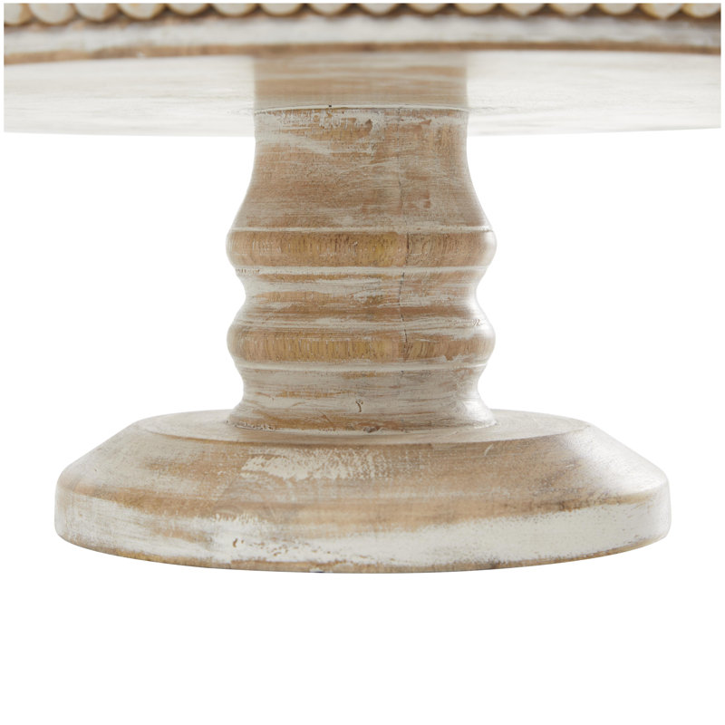 Mango wood cake stand with glass dome