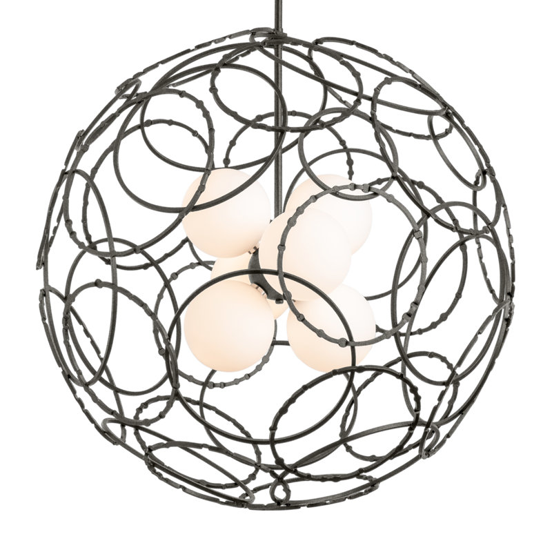 Olympus 6 - Light Unique/Statement Globe Chandelier, 54.6" H x 31" W x 31" D, Natural Iron
