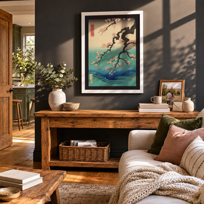 Blossoms Above Water Japandi - Framed Print
