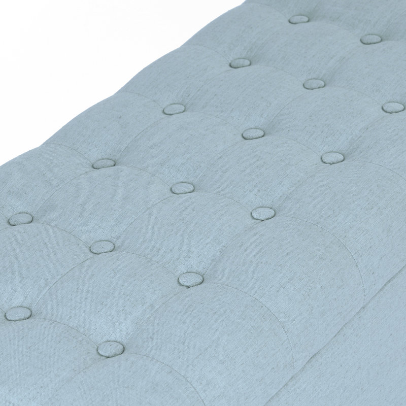 Ataru Polyester Upholstered Storage Bench, French Blue Woven
