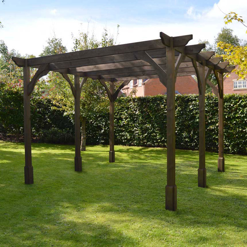 Randi 34m x 140m Wood Pergola, Rustic Brown, 270cm H x 420cm W x 420cm D