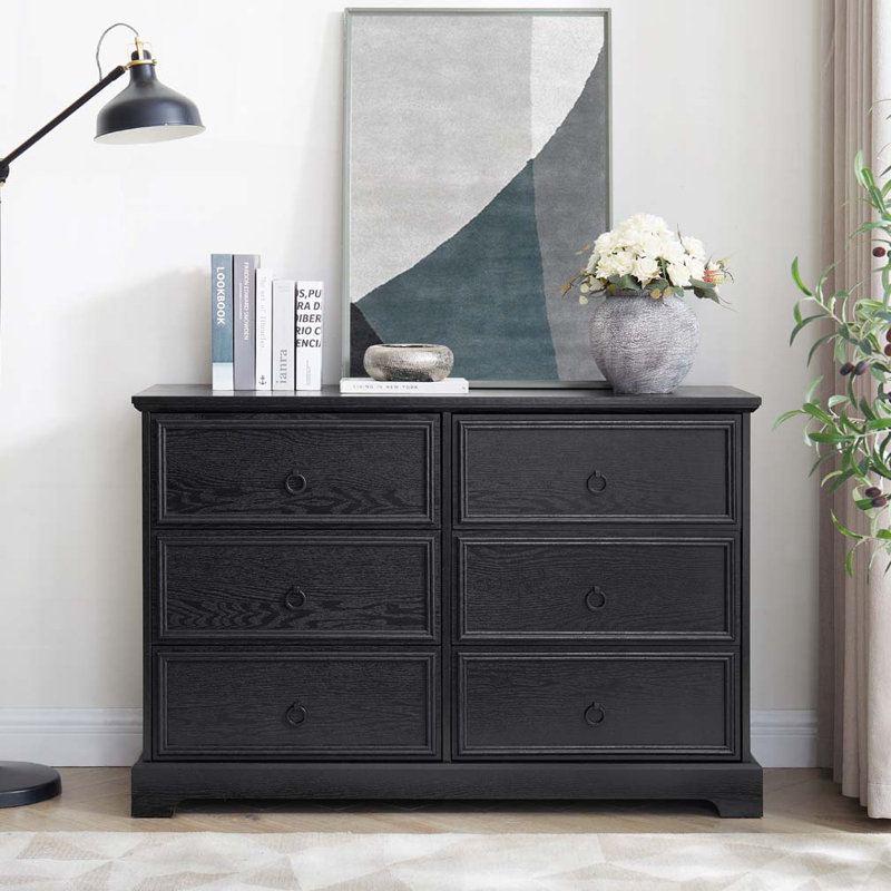 Farmhouse 6-Drawer Chest, Black