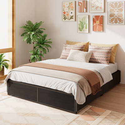 Platform Bed With 2 Storage Drawers,4 Mount Points,Full size bed with Wood Grain Drawers
