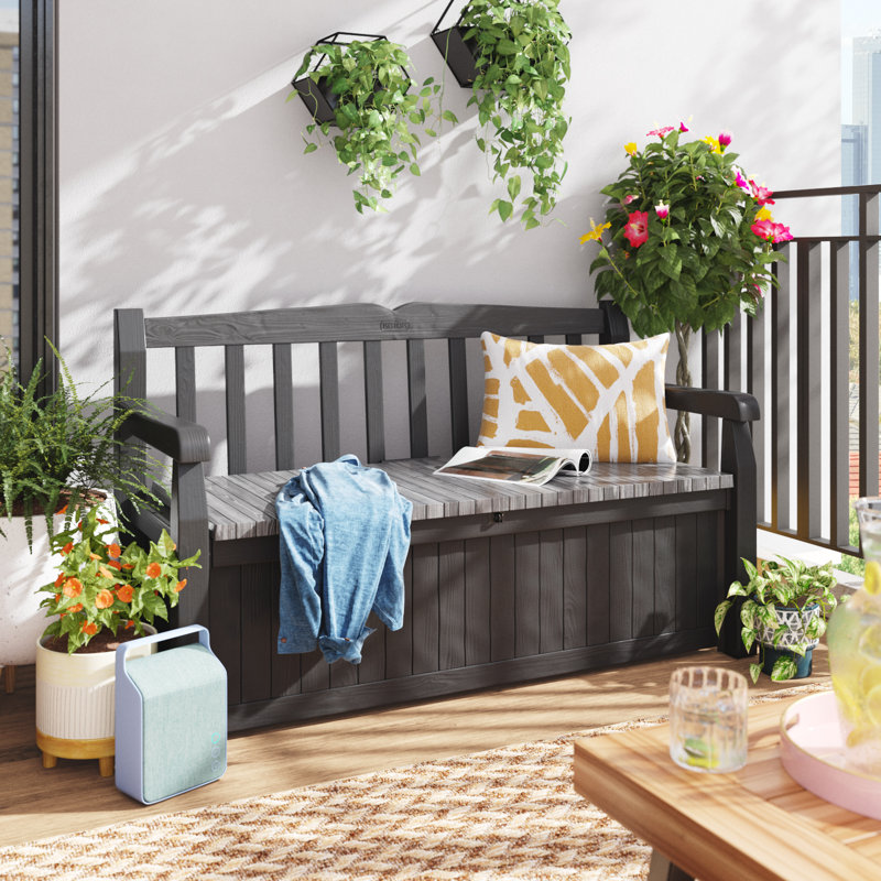 Graphite Resin Outdoor Storage Bench with 70 Gallon Capacity