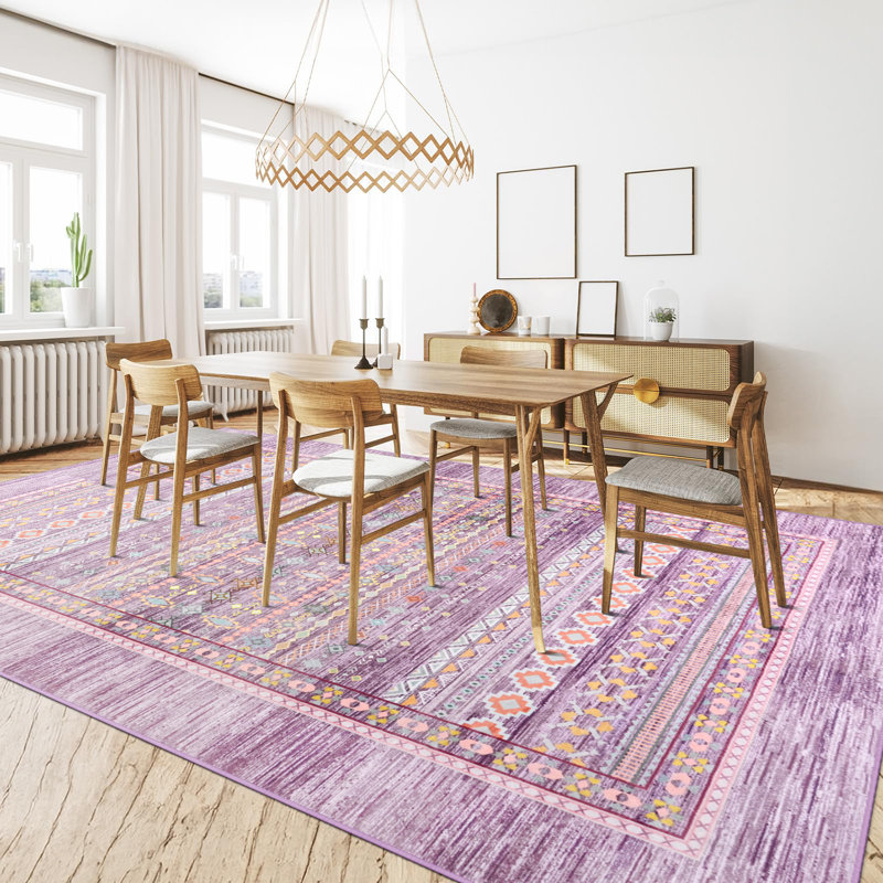 Tapis aztèque à motif marocain lavable à la machine Groner avec envers antidérapant, Rectangle 6 pi x 9 pi