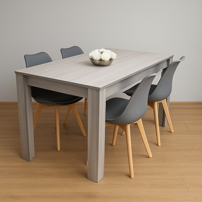 4 - Person Dining Set, 75cm H x 77cm W x 117cm D, Grey