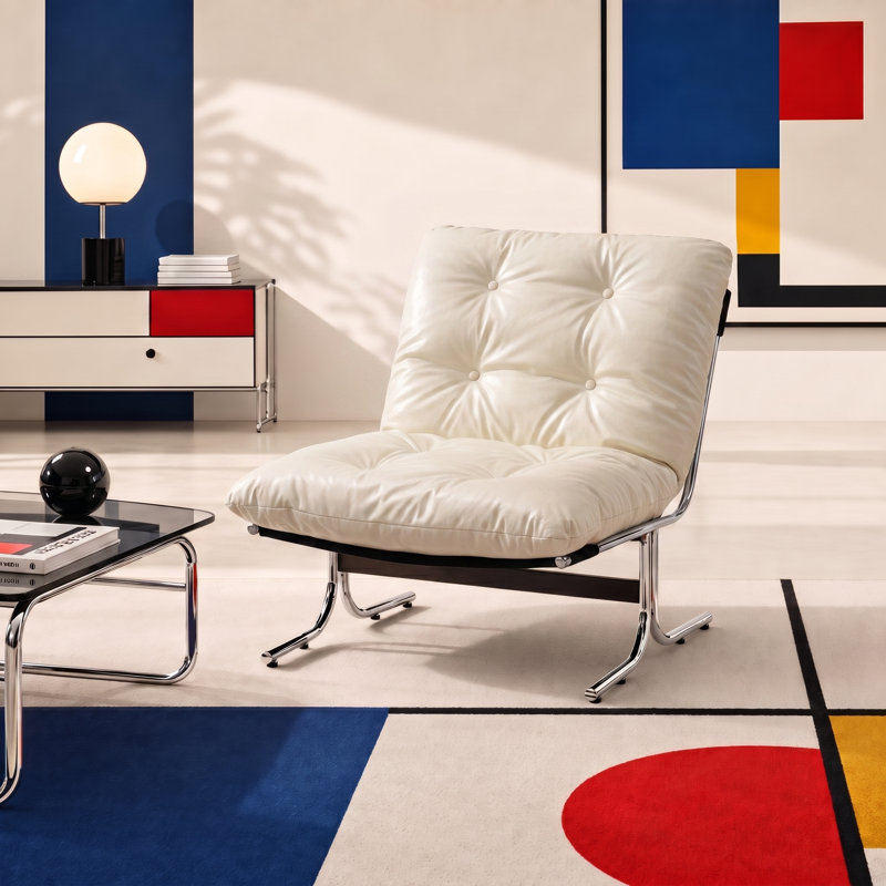 Méridienne Mid-Century, Blanc lustré
